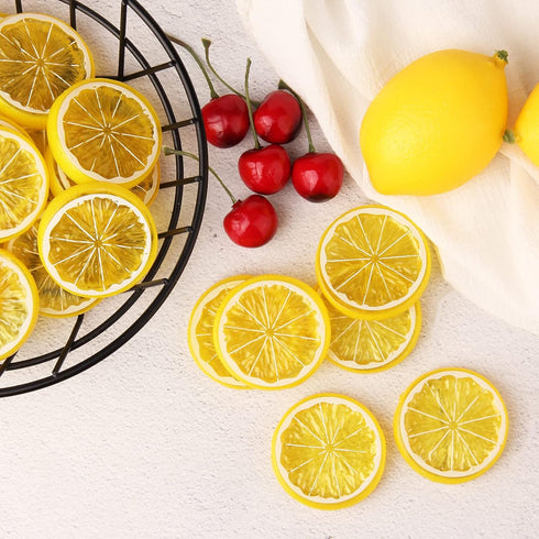20pcs Mini Simulation Fruit Lemon Slices?Fake Artificial Plastic Fruit Model Decorative Wedding Ornament Festival Decoration?Photography Props?Bas...