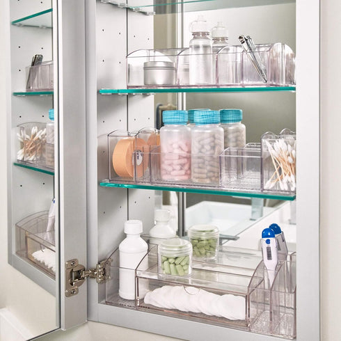 iDesign 43030 Med+ 12" Plastic Divided Vanity Medication and Bathroom Accessory, 12" x 3" x 3.5", Multi-Level Organizer...