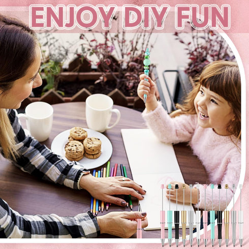 Ctosree 24 Pieces Beadable Pencil Inkless Pencil Plastic Bead Everlasting Pencil Eternal Infinity Reusable Pencil for Writing Drawing DIY Gift Hom...