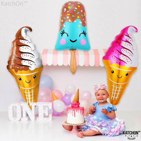 KatchOn, Giant Ice Cream Balloons - 39 Inch, Pack of 3 | Ice Cream Party Decorations | Popsicle Balloons for Summer Party decorations | Popsicle P...
