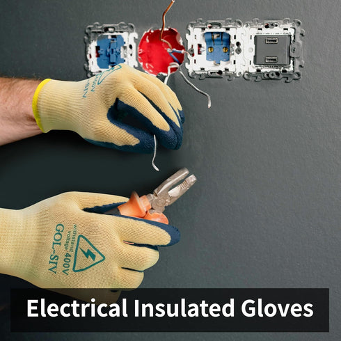 Electrical Insulated Gloves, 400V High Voltage Resistance Electrician Safety Gloves, Rubber Non Slip Work Gloves...