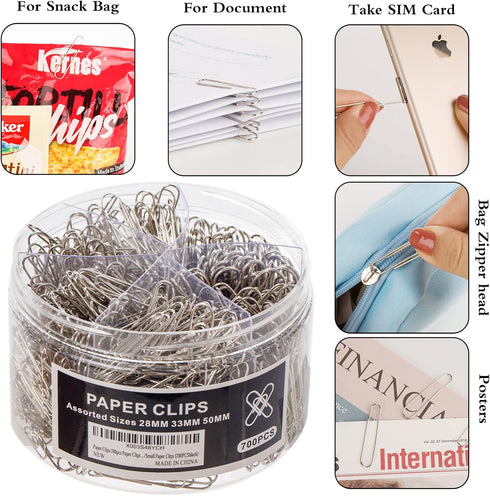 Paper Clips 700pcs Paper Clips Assorted Sizes Large/Small Paper Clips (700PCS)...