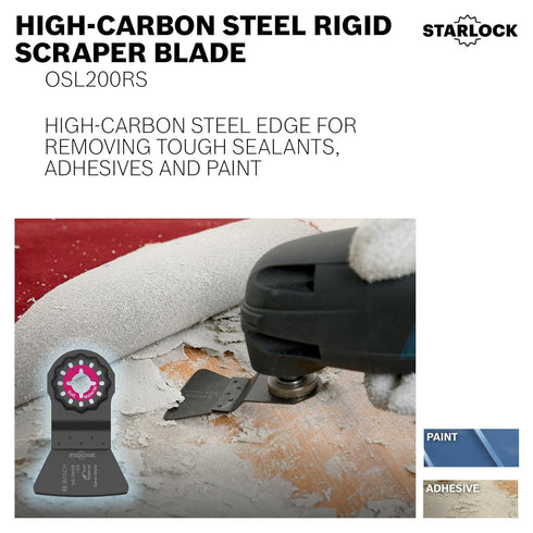 BOSCH OSL200RS 1-Piece 2 In. Starlock Oscillating Multi Tool Soft Materials High-Carbon Steel Rigid Scraper Blade for Removing Tough Sealants, Adh...