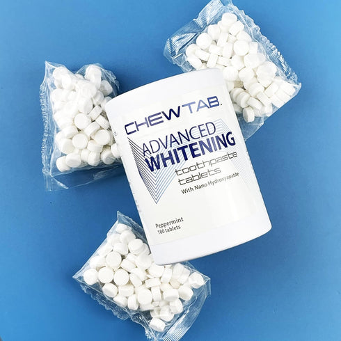 Chewtab Advanced Whitening Toothpaste Tablets with Nano-Hydroxyapatite 180 Count Refill (Peppermint)...