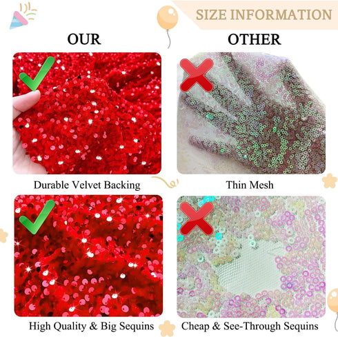 Sequin Fabric Red Glitter Fabric Stretch Velvet Fabric by The Yard 1 Yard Mermaid Sequins Fabric Large Sequins Christmas Fabric for Sewing Dress S...