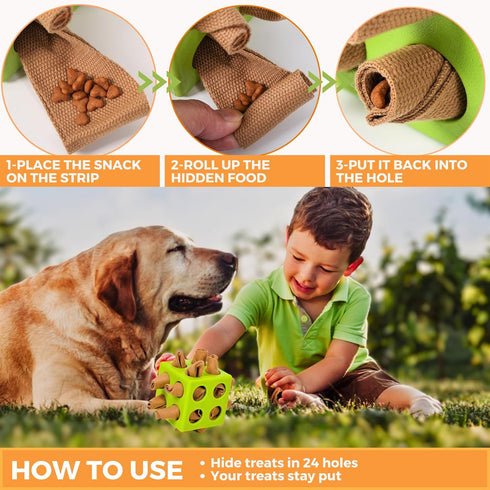 Fossa Dog Enrichment Puzzle Toy, Interactive Snuffle Ball for Dogs Encourage Stimulation Food Foraging Skill, Resistant Rope to Hide Treat for Agg...
