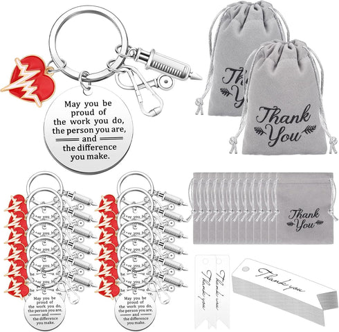 Henoyso 36 Pcs Nurse Gifts Nurse Keychain Bulk Nurse Week Appreciation Gift for Nurse Student Medical Assistant Nurse Day(White)...