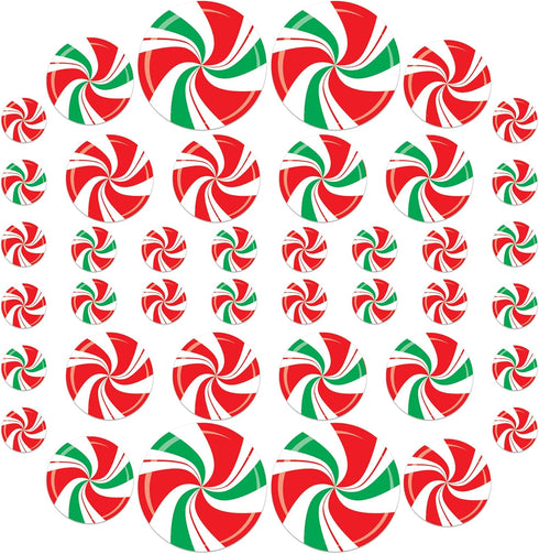 Beistle 40 Piece Cardstock Paper Peppermint Cut Outs for Christmas Party Holiday Bulletin Board Classroom Candy Theme Wall Decorations, 4" - 12", ...