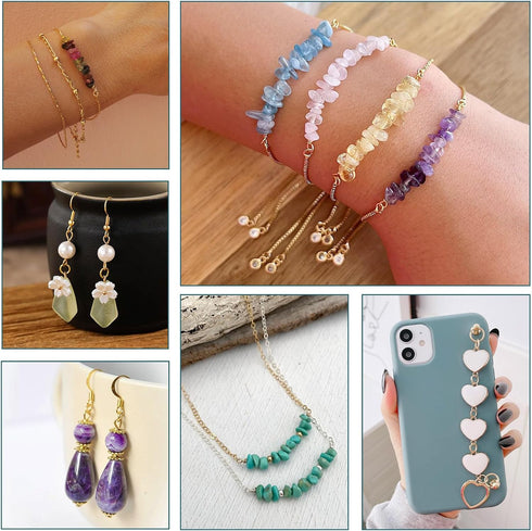 Pandahall 1 Box Jewelry Making Supplies Kits with Earring Hooks/Bead Caps/Eyepins/Jump Rings (Golden)...