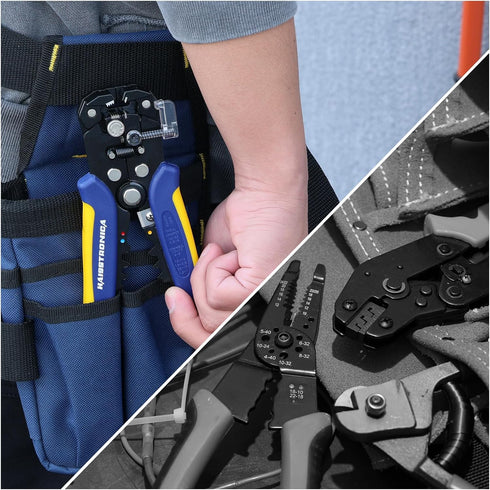 haisstronica Self-Adjusting Wire Stripper, 3 in 1 Stripper/Cutter/Crimping Heavy Duty Automatic Electrical Wire Strippers for 10-24 AWG...