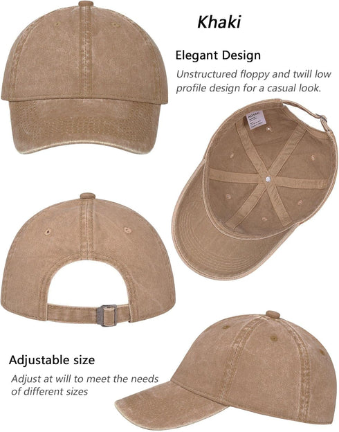 3 Pack Vintage Washed Cotton Adjustable Baseball Caps for Men Women Unstructured Low Profile Dad Hat...