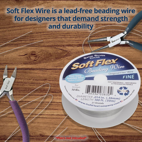 Soft Flex 21 Strand Beading Wire - Fine 0.14 Diameter - 100 Feet Design Wire...