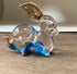 Garden Deco Glow in The Dark Blue Gloden RABIT Hand Blown Art Glass Figurine Ornament Sculpture s...