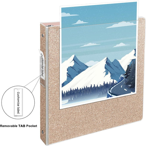 3 Ring Binders 1 Inch Sparkly Binder 1 Inch to Hold 300 Sheets, Fashion Binder Back to School Supplies, Rose Gold...