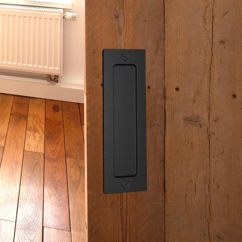 7" Sliding Barn Door Handle - Flush Pull Handle for Sliding Doors Cabinets Closet and Drawers - Black - Set of 2...