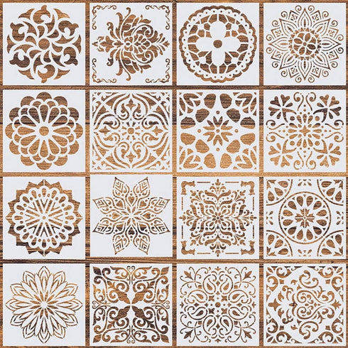 16 Pcs (6 x 6 Inch) Reusable Stencils, Mandala Stencils Mandala Dot Painting Templates Stencil for Painting Art Scrapbook (white-16pcs)...