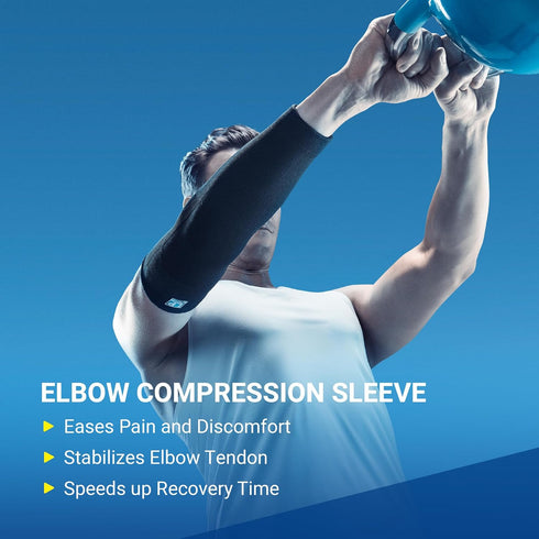 LP SUPPORT 668 Elbow Compression Sleeve Brace - Tennis and Golfer’s Elbow, Tendonitis - For Workouts, Sports & Weightlifting - for Pain Relief Men...