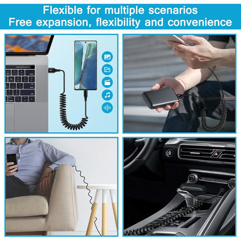 Samsung S24 Ultra Coiled USB C to USB A Cable Fast Charging for Galaxy S24+/S23/S22/S21,A14/A54,3FT Retractable Android Phone Car Charger Cord for...