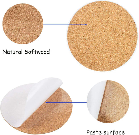 Allazone Self-Adhesive Cork Round, 70 Pack Cork Backing Sheets for Wall Decoration, Party Supplies Coasters and DIY Crafts...