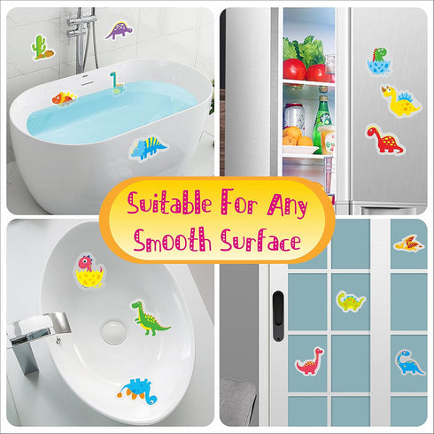 Hebayy 30 Non Slip Bathtub Stickers with Dinosaur Design, Waterproof and Anti Skid for Shower and Bathtub with Premium Scraper...