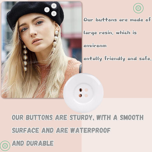 YAKA 50pcs 4 Holes Round Sewing Resin Buttons1.5inch/38mm in Bulk for Environmental Sewing Fasteners Scrapbooking DIY Sewing Tailor Crafts Coats C...