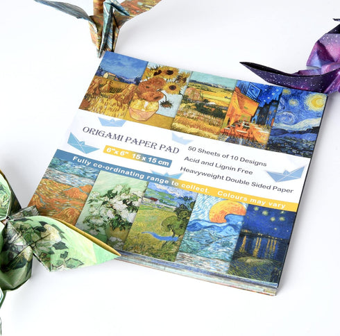 Origami Paper Kit Double Sided 100 Sheets 20 Colors 6 Inch Square Easy Fold Arts Crafts DIY Handwork Origami Papers Beginner Van Gogh and Starry S...