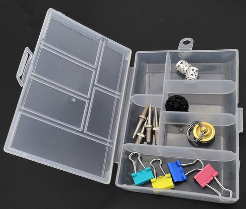 4 Pack Mini Clear Plastic Jewelry Box,6 Grid Small Craft Storage bead organizer with Hanging Design...