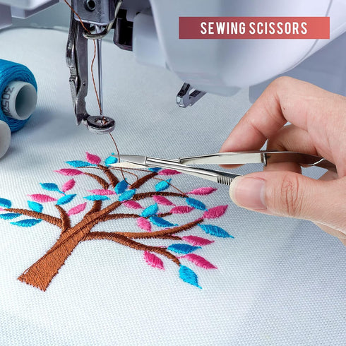 2 Pieces 4.7 Inch Embroidery Scissors Eyebrow Scissors Spring Action Curved Tip Scissors Stainless Steel Cutting Eyebrow Trimming Craft Scissor...