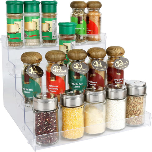 Spice Rack,No Tool Needed & No Pungent Acrylic Glue Self-derived Snap On Assembly Spice Shelf Pantry Kitchen Cabinet Organizer 10 in for Jars,Baki...