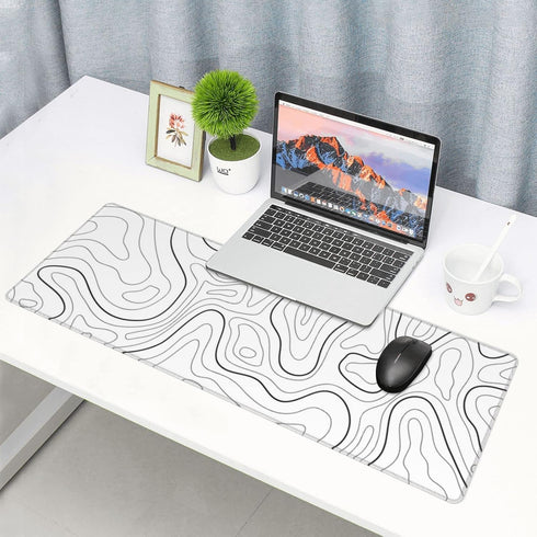 White Mouse Pad Extended Gaming Mouse Pad for Desk 31.5 x 11.8 Inch Black and White Mousepad Topographic Mouse Pad with Anti-Slip Rubber Base for ...