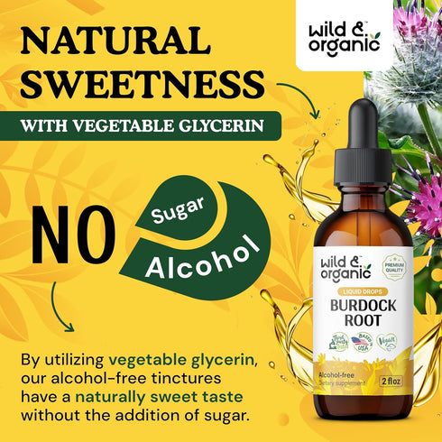 Burdock Root Tincture - Digestive Health w/Burdock Root Organic - Alcohol-Free Burdock Drops for Cleanse Detox for Women and Men - Antioxidant Sup...