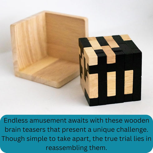 Wooden Brain Teaser Puzzle Cube: Cool Office Gadgets for Desk, Block Puzzles & Cube Puzzle for Adults and Teens | Educational Toy | 54 L-Shaped Pi...