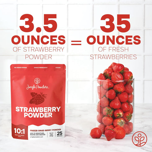 Jungle Powders Strawberry Powder 3.5 Ounce Bag Freeze Dried Strawberry Powder Dehydrated Strawberries Flavoring Additive Free Extract For Baking D...