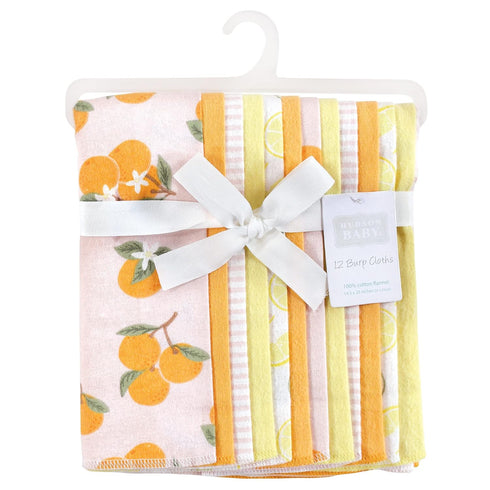 Hudson Baby Unisex Baby Cotton Flannel Burp Cloths Bundle, Citrus Orange, One Size...