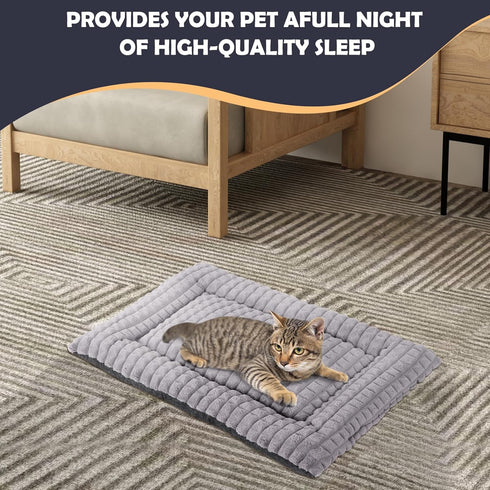 IEUUMLER Dog Bed, Reversible Washable Mat, Soft Premium Plush Dog Crate Pad, Pet Sleeping Mattress for Small/Medium/Large Dogs and Cats FC014 (Gra...