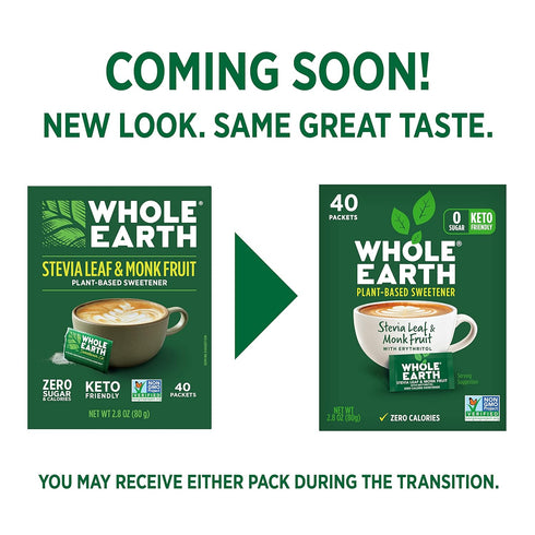 Whole Earth Sweetener Co. NATURE SWEET Stevia & Monk Fruit Sweetener, Erythritol Sweetener, Stevia Packets, Sugar Substitute, Natural Sweetener, 4...