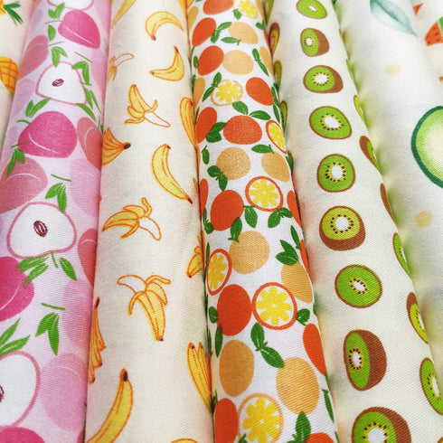 7pcs 18" x 22" Cotton Fabric Different Patterns Fruit Printed Design Patchwork Quilting Fabric Bundles for DIY Sewing Crafts...