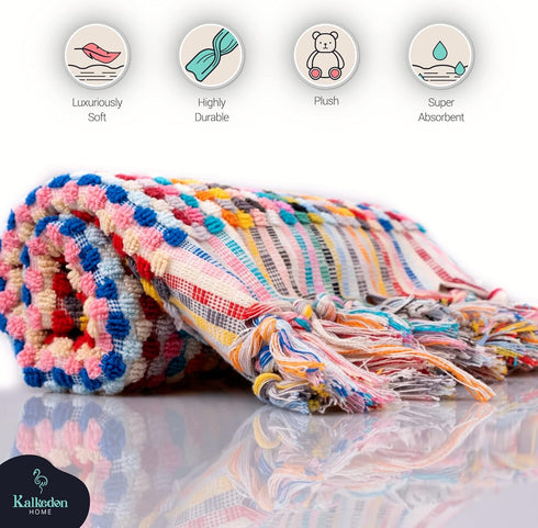 Organic Turkish Cotton Hand Towels for Bathroom | Oversized - 17 x 35 Inches | Large Soft Plush Fluffy Highly Absorbent Towels for Kitchen, Hand a...