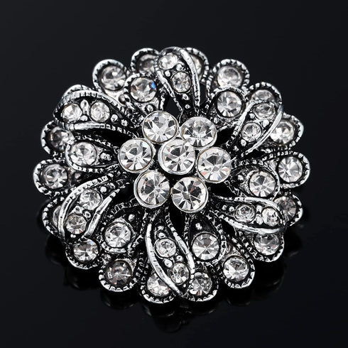 4 Pcs Sliver Rhinestone Buttons Crystal Embellishments for Clothing Jewelry Making DIY Decoration Bottons for Sewing Crafts Wedding Bridal(Button-...