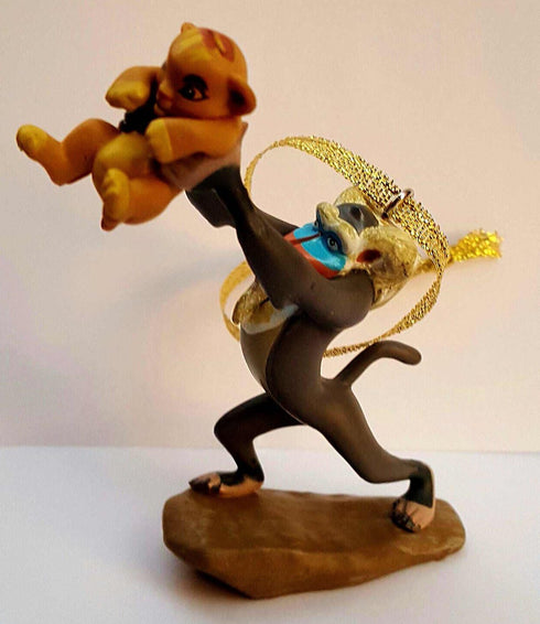 4" Disney Lion King Rafiki Baboon & Baby Simba Christmas Tree Ornament Figure...