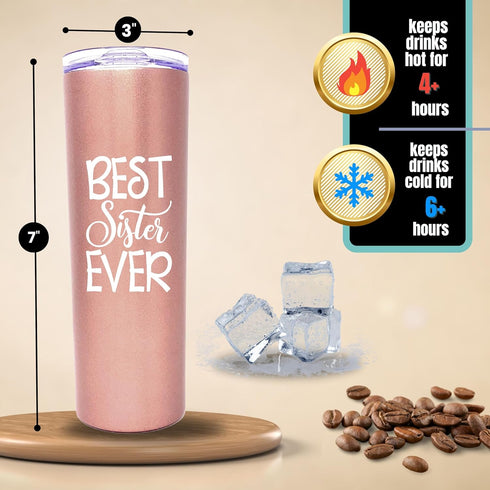 Coffee Sister Cup Tumbler - Cafe Travel Cup Gifts for Sisters & Brothers - Christmas, Birthday Present...