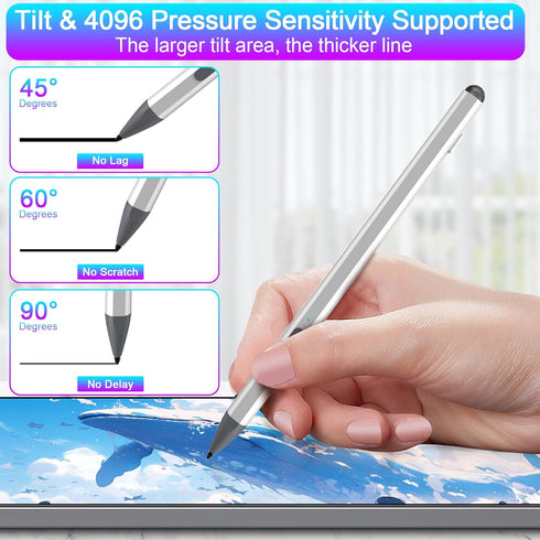Stylus Pen for Microsoft Surface with 30mins Fast Charging, Surface Pro Pen for Surface Pro 11/10/9/8/7/6/5/4/3/X, Surface Go 3/2/1, Surface Book/...