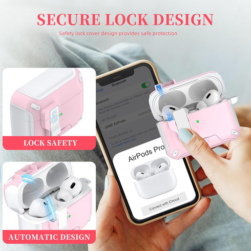 for AirPods Pro 2nd/1st Generation Case Cover, Compatible with Magsafe, Magnetic Automatic Lock, Charging Port Dust-Proof & Stand Design with Clea...