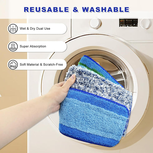 6 Pack Microfiber Cleaning Replacement Pad for Bona Mop,Washable Reusable Microfiber Cleaning Mop Pad for Hardwood Floor,Wet Dry Use,2 Deep Cleani...