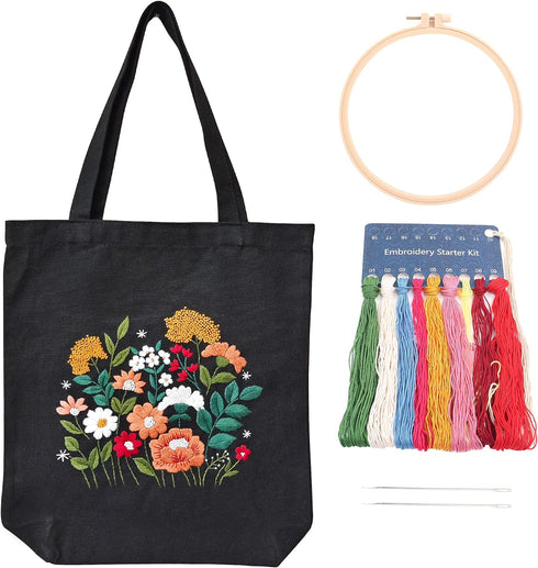 MAMUNU Canvas Tote Bag Embroidery Kit with Pattern for Beginners, Arts and DIY Crafts Kits for Adults, Include Instructions Embroidery Bag, Embroi...