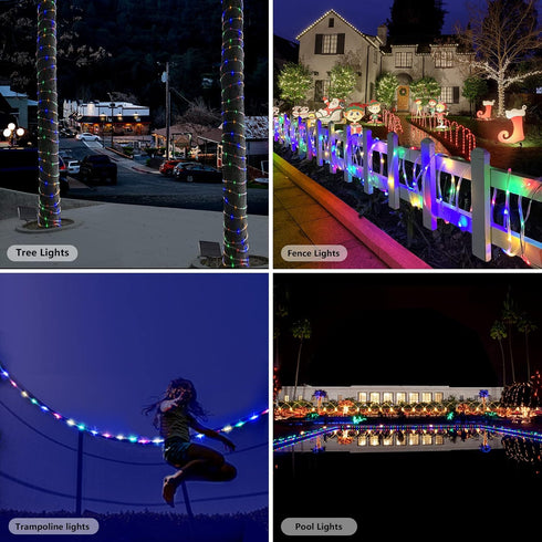 Solar String Lights Outdoor Waterproof LED,66ft 200 LED Rope Lights Solar Powered,8 Modes Multicolor Fairy Lights with Remote for Christmas Garden...