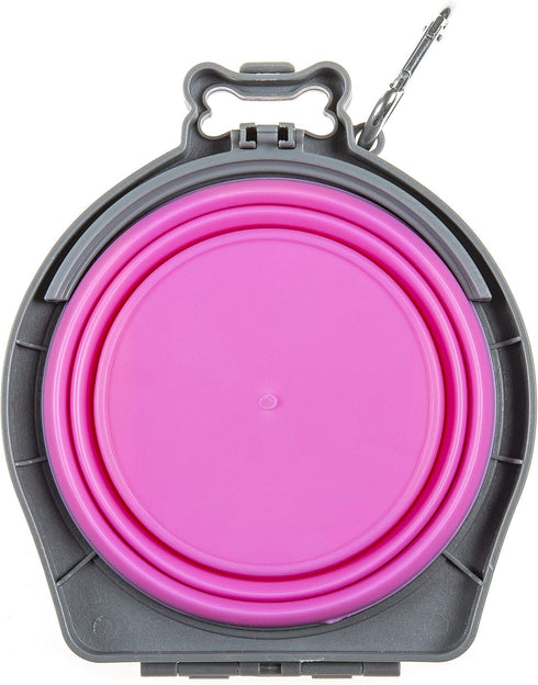 Loving Pets - Bella Roma Double Diner Portable Travel Dog Bowls Collapsible Combined Dog Food & Water Bowls (Pink, Small)...