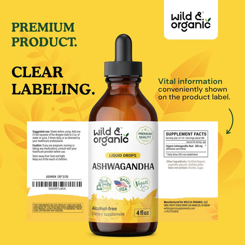 Ashwagandha Drops - Mood Support Supplement w/Organic Ashwagandha Root - Ashwagandha Liquid Drops for Calm Mind - Liquid Ashwagandha Supplements -...