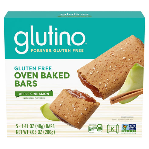 Glutino Gluten Free Oven Baked Bar, Apple Cinnamon, Naturally Flavored, 5 ct...