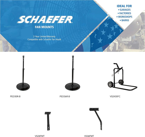 Schaefer VS36FMT 18" Ceiling Fan T-shape Mount for 20" to 36" Fans, Black...